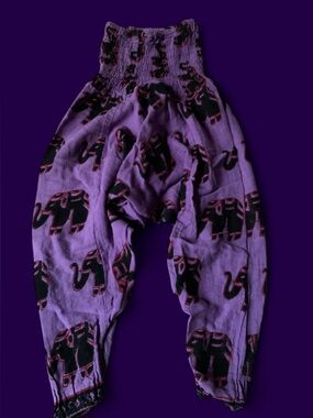 Cotton Purple Elephant Print Harem Pants